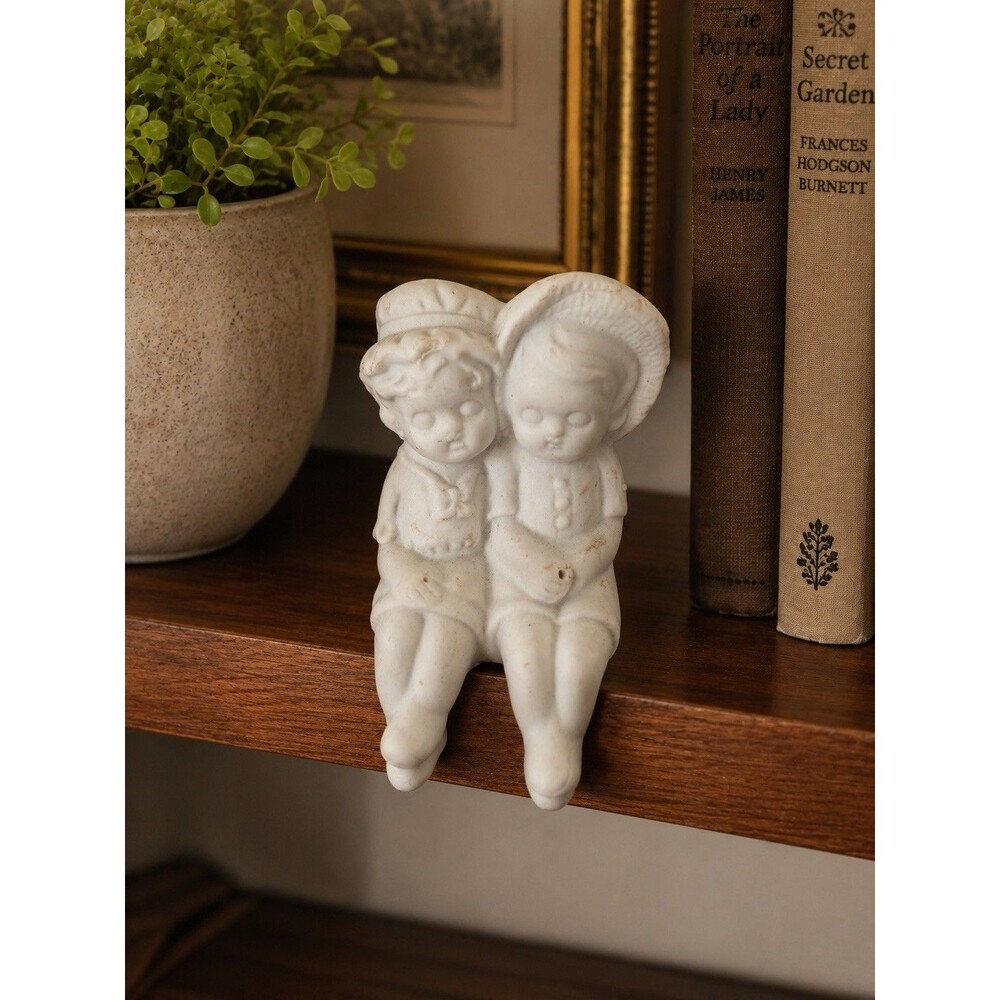 Vintage Unmarked Bisque Shelf Sitter Children Figurine Cottagecore Nursery Decor